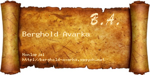 Berghold Avarka névjegykártya